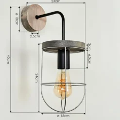 Lampes Vintages & Rétros-hofstein Applique murale Hodne Gris, Noir, 1 lumière