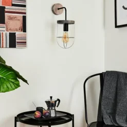 Lampes Vintages & Rétros-hofstein Applique murale Hodne Gris, Noir, 1 lumière