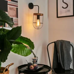 Lampes Vintages & Rétros-hofstein Applique murale Hodne Noir, 1 lumière