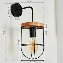 Lampes Vintages & Rétros-hofstein Applique murale Hodne Noir, 1 lumière