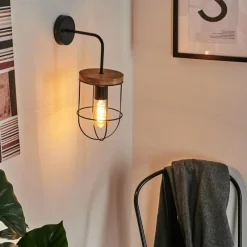 Lampes Vintages & Rétros-hofstein Applique murale Hodne Noir, 1 lumière