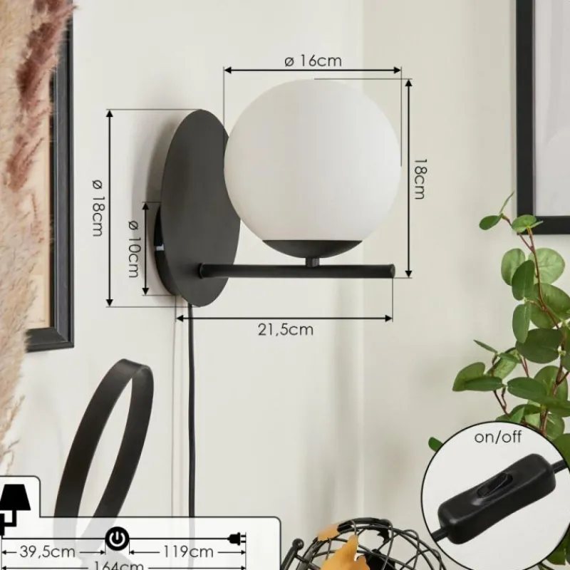 hofstein Applique murale Hogatza Noir, 1 lumière