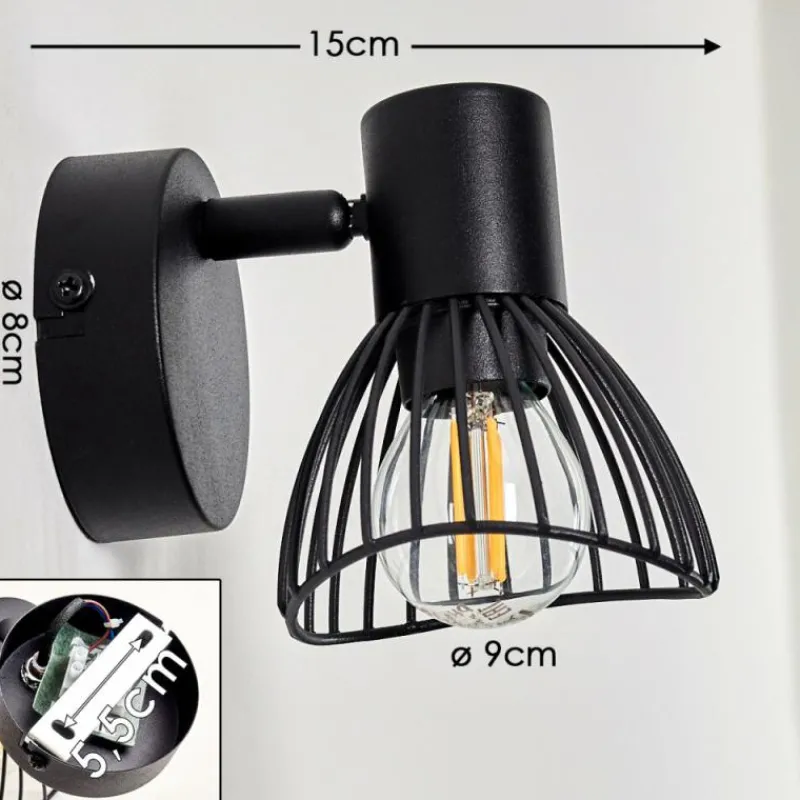 hofstein Applique murale Holbol Noir, 1 lumière