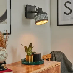 Lampes Vintages & Rétros-hofstein Applique murale Holsa Noir, 1 lumière