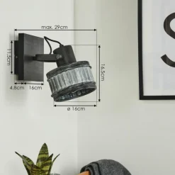 Lampes Vintages & Rétros-hofstein Applique murale Holsa Noir, 1 lumière