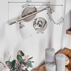 hofstein Applique murale Holualoa LED Nickel mat, 2 lumières