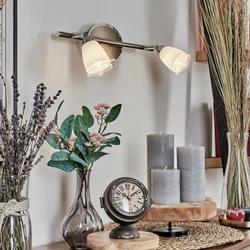 hofstein Applique murale Holualoa LED Nickel mat, 2 lumières