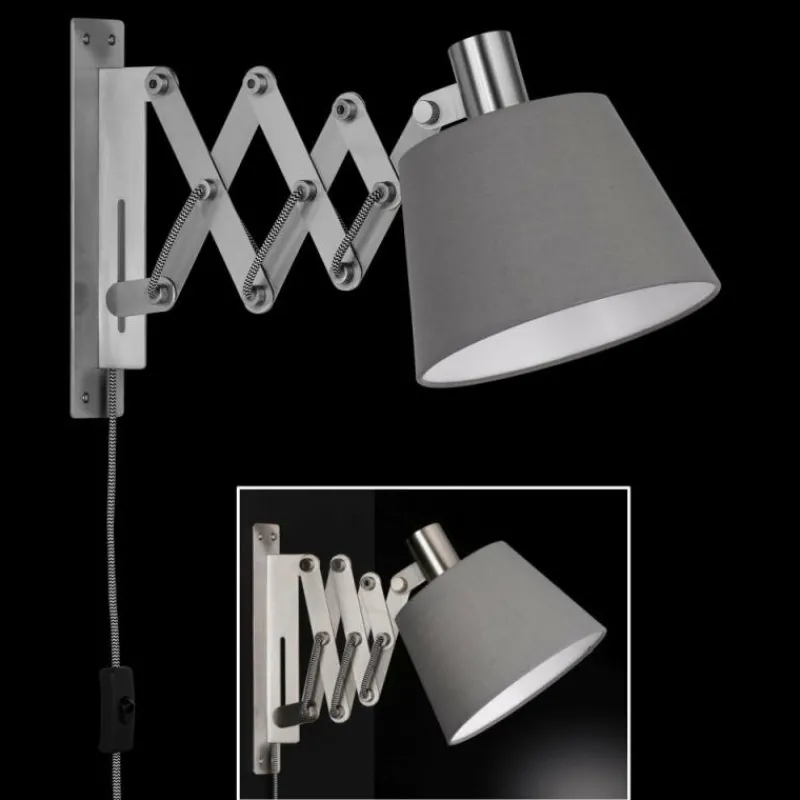 Lampes En Tissu-Luminaires Fischer & Honsel Applique murale Honsel Ares Nickel mat, 1 lumière