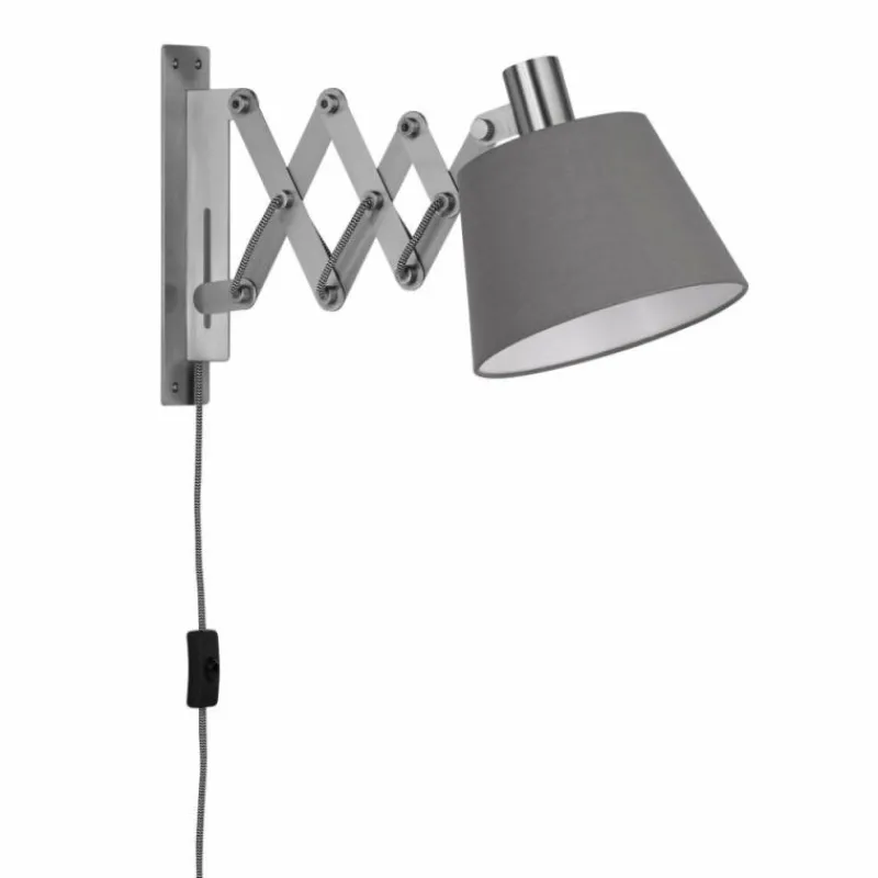 Lampes En Tissu-Luminaires Fischer & Honsel Applique murale Honsel Ares Nickel mat, 1 lumière