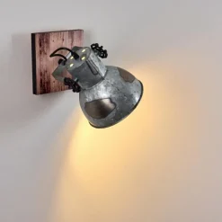 Lampes Vintages & Rétros-hofstein Applique murale Hora Bois clair, Argenté, 1 lumière