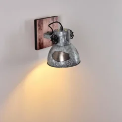 Lampes Vintages & Rétros-hofstein Applique murale Hora Bois clair, Argenté, 1 lumière