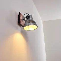 Lampes Vintages & Rétros-hofstein Applique murale Hora Bois clair, Argenté, 1 lumière