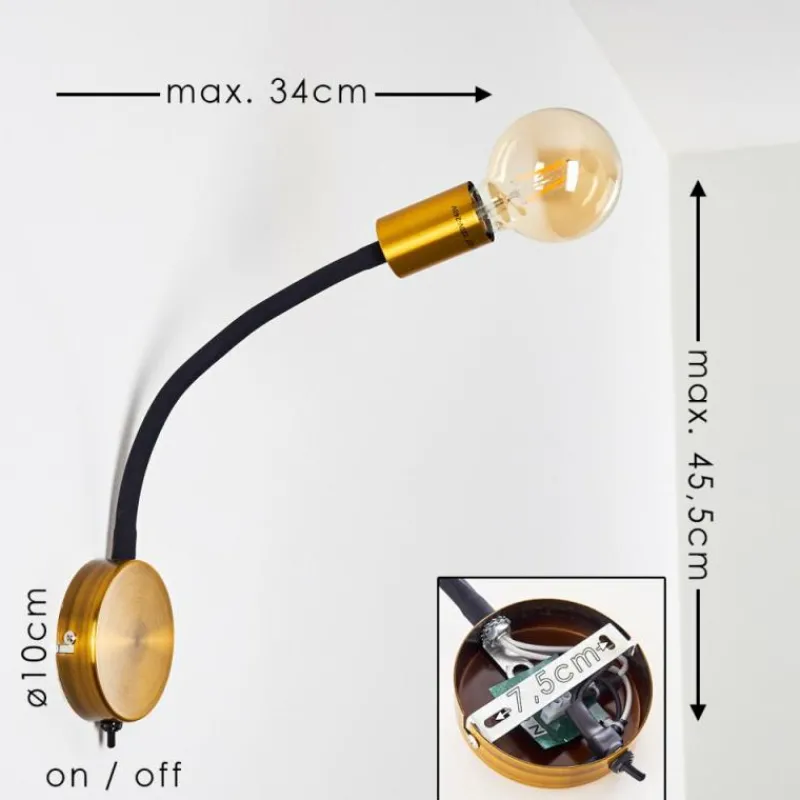 Lampes Dorées-hofstein Applique murale Hovslund Or, Noir, 1 lumière