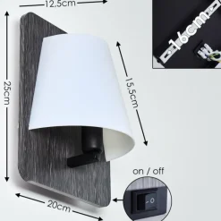 hofstein Applique murale Huddinge Gris, 1 lumière