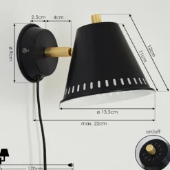 hofstein Applique murale Iasoa Laiton, Noir, 1 lumière