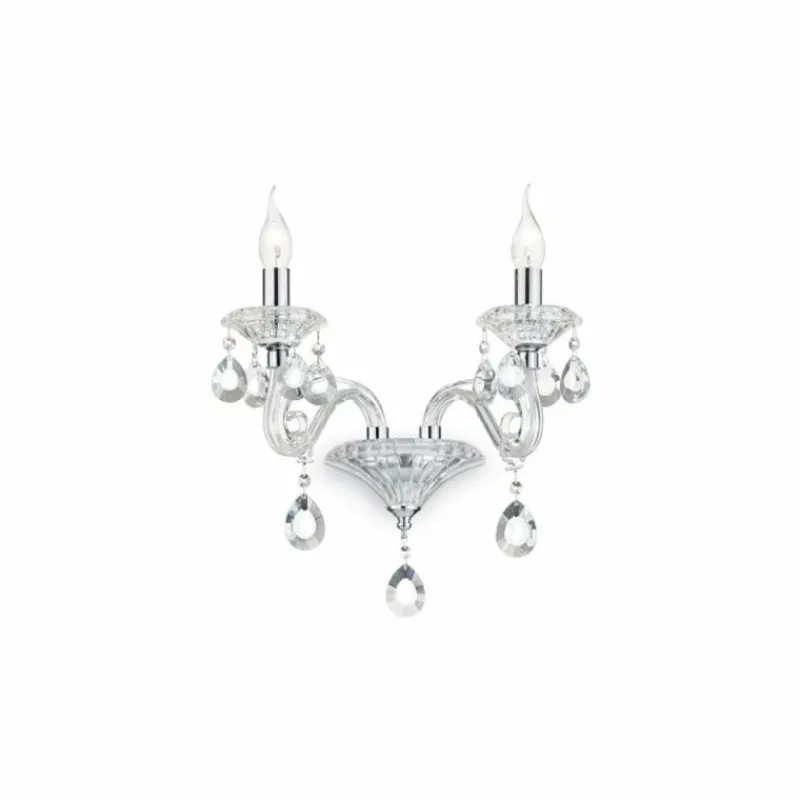 Luminaires Antiques-Luminaires Ideallux Applique murale Ideal Lux NEGRESCO Chrome, Aspect cristal, 2 lumières
