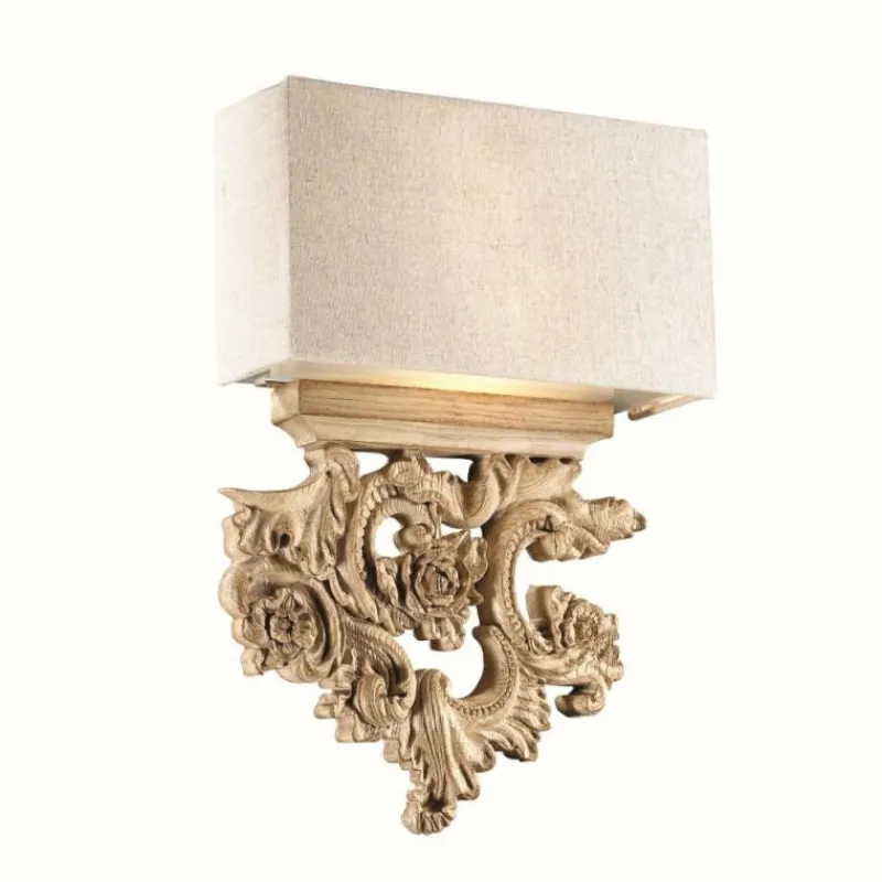 Lampes En Tissu-Luminaires Ideallux Applique murale Ideal Lux PETER Bois clair, 2 lumières