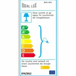 Luminaires Ideallux Applique murale Ideallux BOX AP2 Noir, 2 lumières