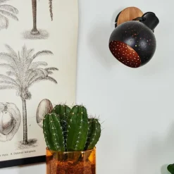 Lampes Vintages & Rétros-hofstein Applique murale Imana Bois foncé, Noir, 1 lumière