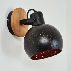 Lampes Vintages & Rétros-hofstein Applique murale Imana Bois foncé, Noir, 1 lumière