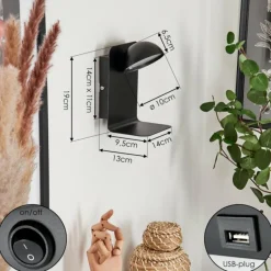 hofstein Applique murale Inkeroinen LED Noir, 1 lumière* Éclairage Led