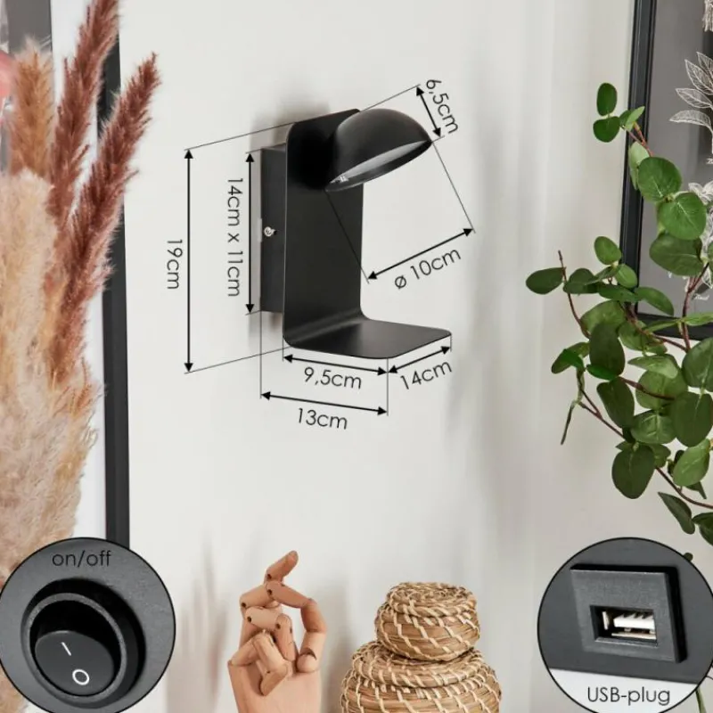 hofstein Applique murale Inkeroinen LED Noir, 1 lumière* Éclairage Led