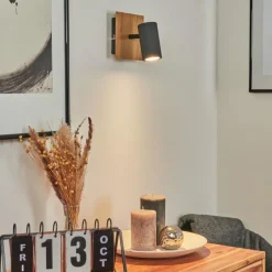 Lampes En Bois-hofstein Applique murale Javel Gris, Couleur bois, Noir, 1 lumière