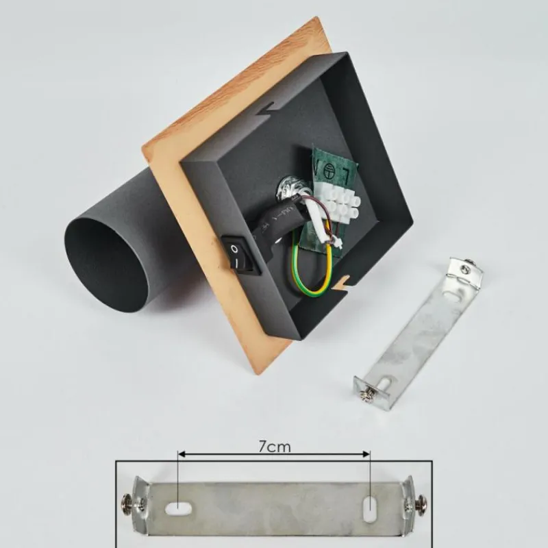 Lampes En Bois-hofstein Applique murale Javel Gris, Couleur bois, Noir, 1 lumière