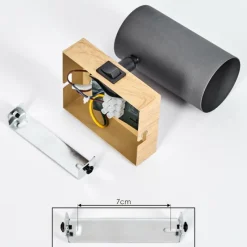 hofstein Applique murale Javel Gris, Couleur bois, Noir, 1 lumière