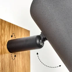 hofstein Applique murale Javel Gris, Couleur bois, Noir, 1 lumière