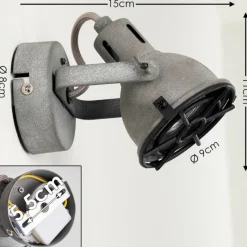 Lampes Industrielles-hofstein Applique murale Jonsered LED Gris, Noir, Pierre, 1 lumière