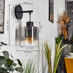Suspension Verre Fumé-hofstein Applique murale Kalsborg Noir, 1 lumière