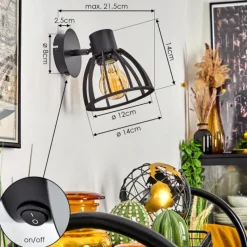 Lampes Industrielles-hofstein Applique murale Kaurila Noir, 1 lumière