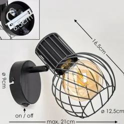 hofstein Applique murale Kenia Gris, Noir, 1 lumière