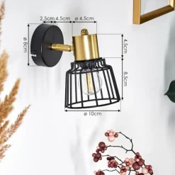 Lampes Vintages & Rétros-hofstein Applique murale Kesao Laiton, Noir, 1 lumière