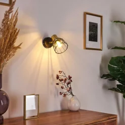 Lampes Vintages & Rétros-hofstein Applique murale Kesao Laiton, Noir, 1 lumière