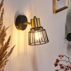 Lampes Vintages & Rétros-hofstein Applique murale Kesao Laiton, Noir, 1 lumière