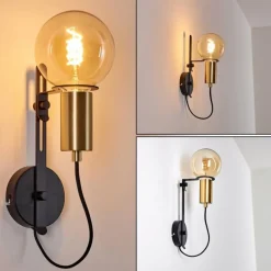 Lampes Dorées-hofstein Applique murale Kirehito Or, Laiton, Noir, 1 lumière