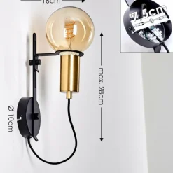 Lampes Dorées-hofstein Applique murale Kirehito Or, Laiton, Noir, 1 lumière