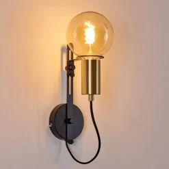 Lampes Dorées-hofstein Applique murale Kirehito Or, Laiton, Noir, 1 lumière