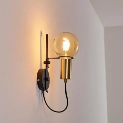 Lampes Dorées-hofstein Applique murale Kirehito Or, Laiton, Noir, 1 lumière