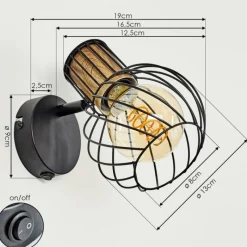 Lampes Vintages & Rétros-hofstein Applique murale Kolfer Noir, 1 lumière