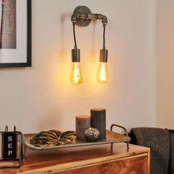 Lampes Vintages & Rétros-hofstein Applique murale Kolyma Gris, 2 lumières