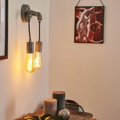 Lampes Vintages & Rétros-hofstein Applique murale Kolyma Gris, 2 lumières