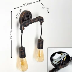 Lampes Dorées-hofstein Applique murale Kolyma Noir doré, 2 lumières