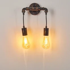 Lampes Dorées-hofstein Applique murale Kolyma Noir doré, 2 lumières