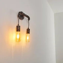 Lampes Dorées-hofstein Applique murale Kolyma Noir doré, 2 lumières