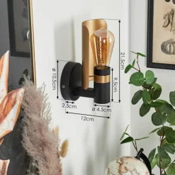 Lampes Vintages & Rétros-hofstein Applique murale Labansiek Laiton, Noir, 1 lumière