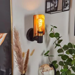 Lampes Vintages & Rétros-hofstein Applique murale Labansiek Laiton, Noir, 1 lumière