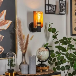 Lampes Vintages & Rétros-hofstein Applique murale Labansiek Laiton, Noir, 1 lumière